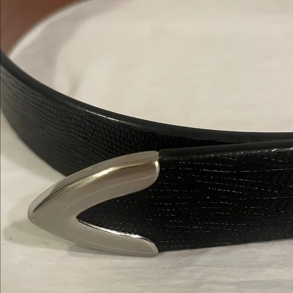 Johnston & Murphy Belt sz 34 Black Genuine Leather lizard embossed dress casual - Picture 2 of 7